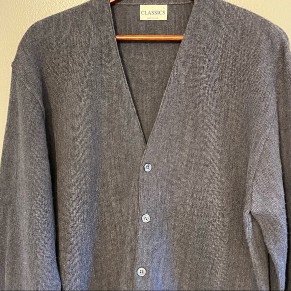 Vintage Sweater Classics Mens Long Sleeve Gray Cardigan Grandpa Sweater L - Picture 10 of 12